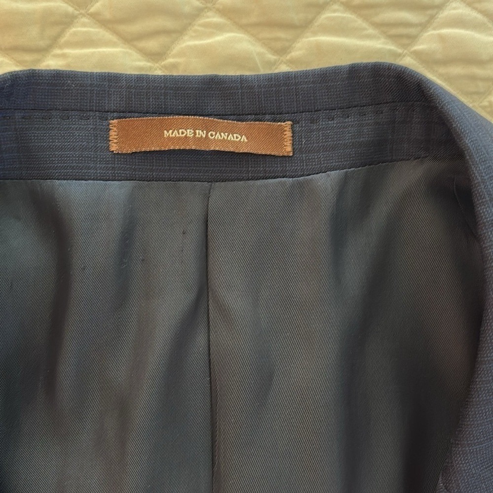 Peter Millar Navy Blue Plaid  Virgin Wool Two Button Blazer Sport Coat Men's 48R - Picture 3 of 10
